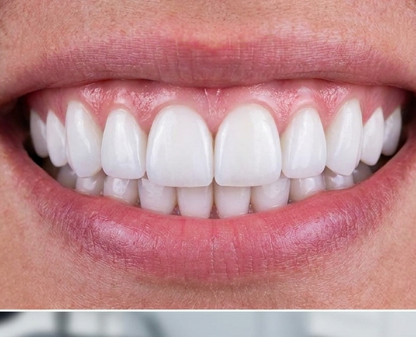 Después del tratamiento, dientes blancos y uniformes